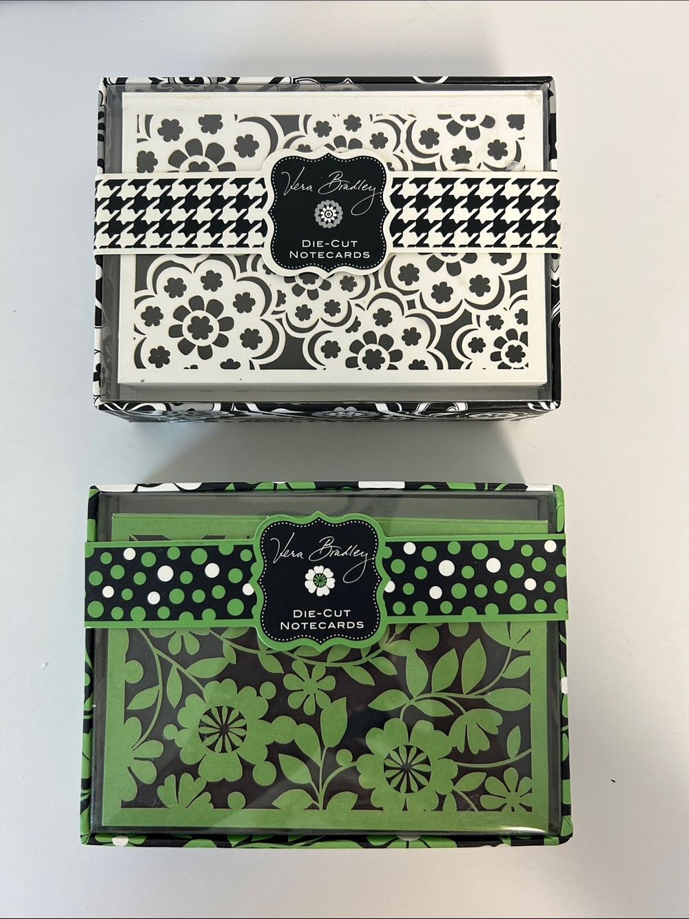 Vera Bradley NWT Die-Cut Notecards Lot of 2 Boxes Midnight Paisley & Lucky You